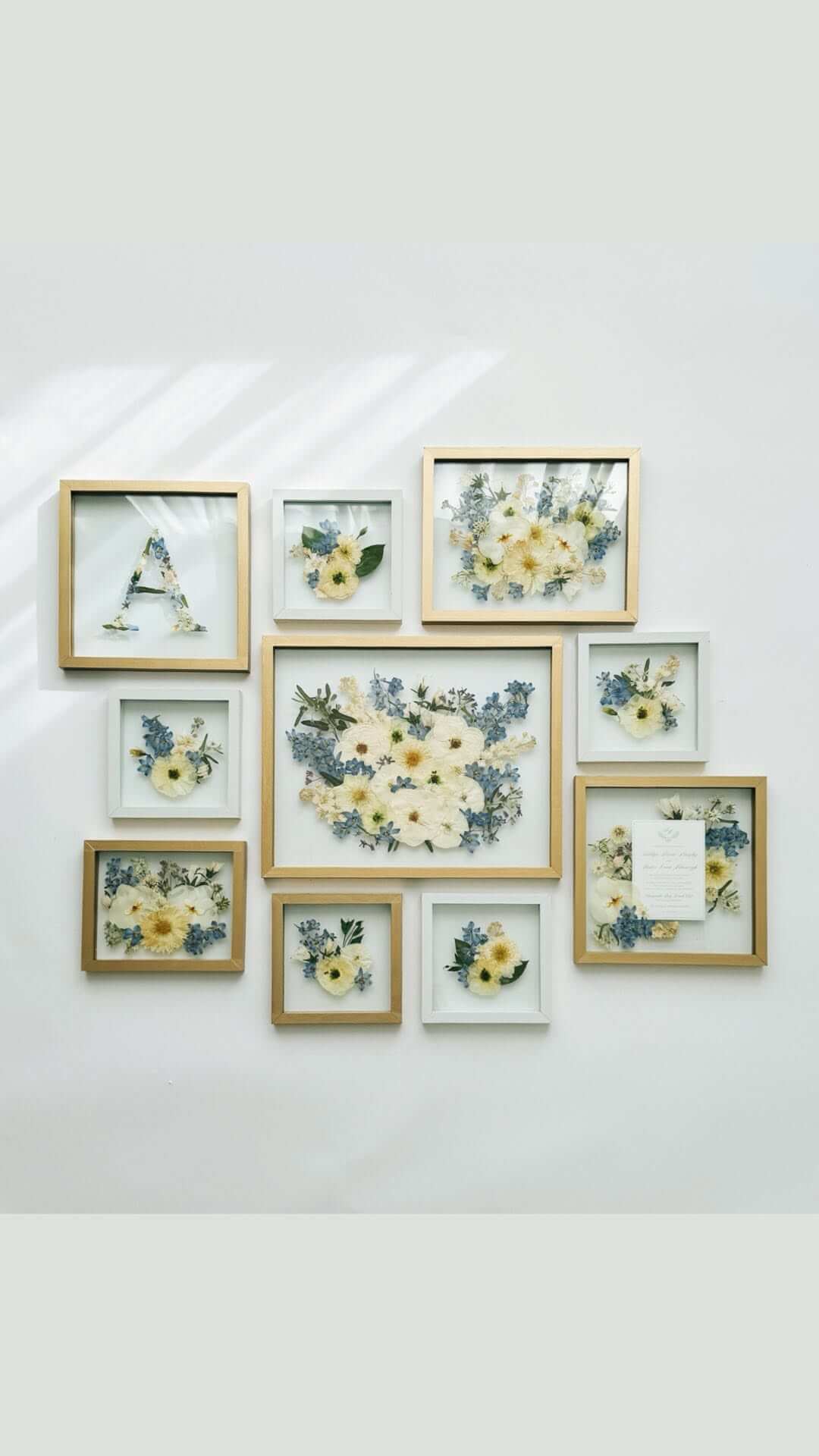 Mini quadros 20x25cm de flores preservadas