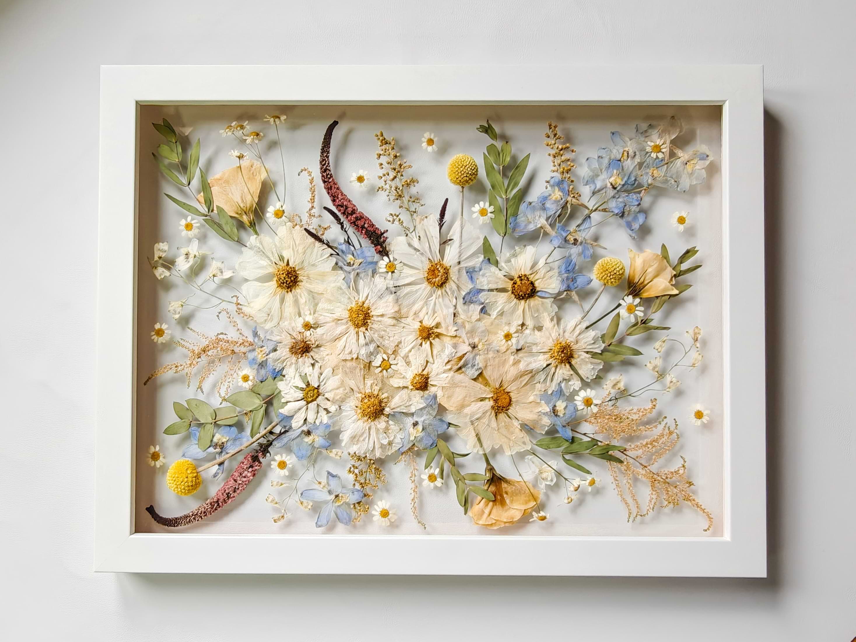 Quadro de flores preservadas, depois